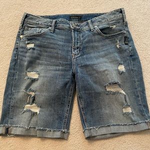 Womens Silver Bermuda Shorts